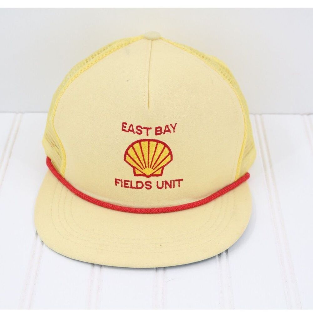 Vtg Cali Fame USA Shell East Bay Fields Unit One Size Rare Truckers Hat